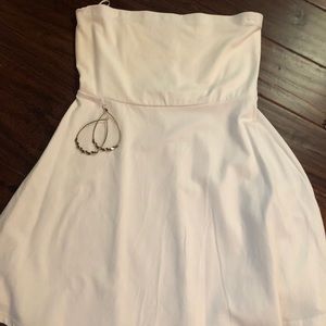 White strapless dress.
